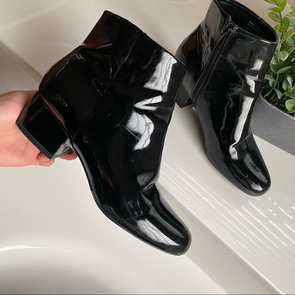 ALDO Black vinyl booties